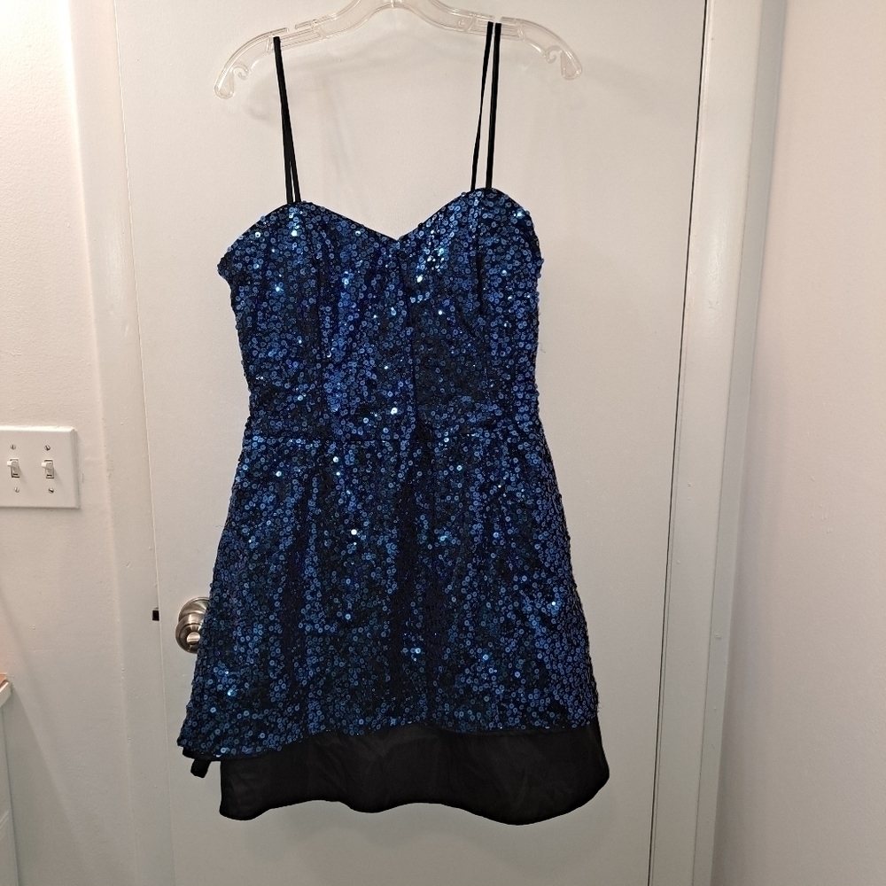 3 FOR 12 SALE DEB Blue Sequin Sparkle Glitter Dress. See photos for measurement.